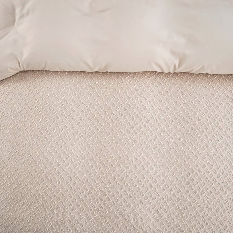Tufted Boho Chic Duvet Cover Set with Textured Microfiber