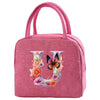 Insulated Canvas Lunch Bag with Butterfly Letter Pattern