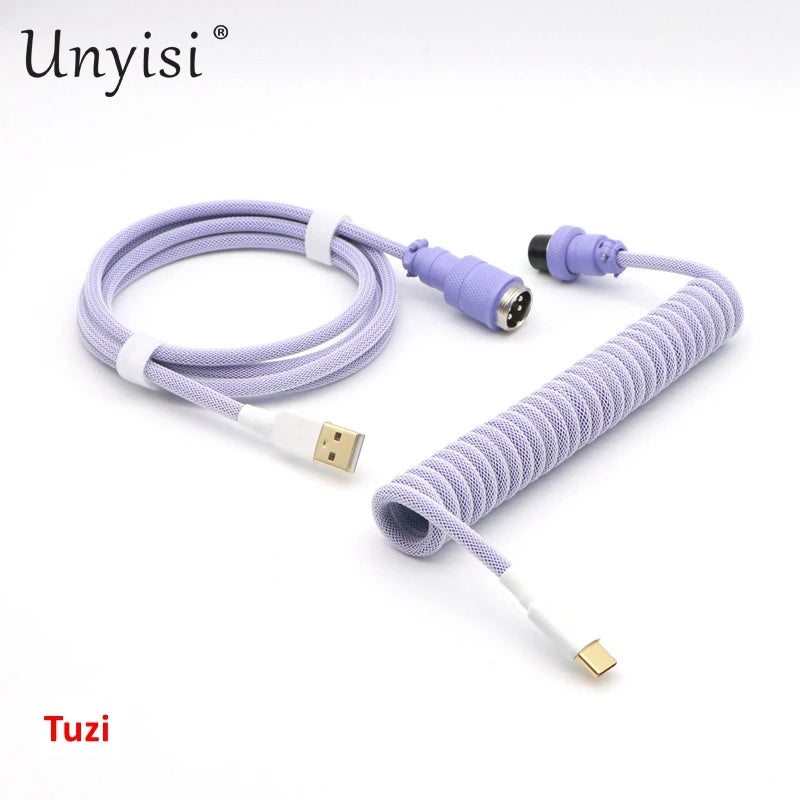Handcrafted Coiled USB-A to Type-C Cable for Mechanical Keyboards