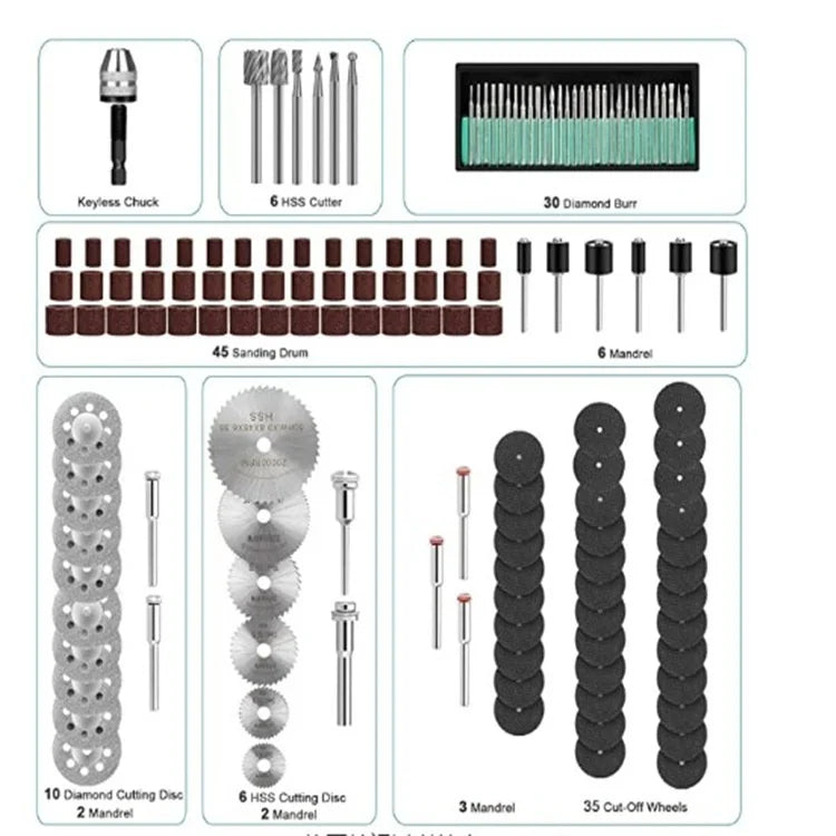 147-Piece Rotary Tool Accessory Kit with Variable Speed Control