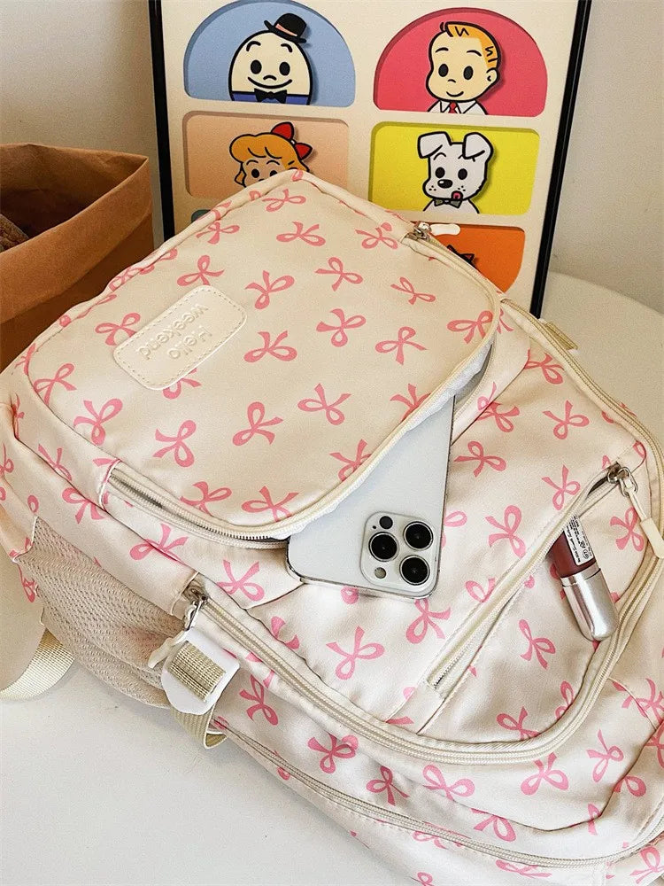 Korean Fashion Bow Print Backpack