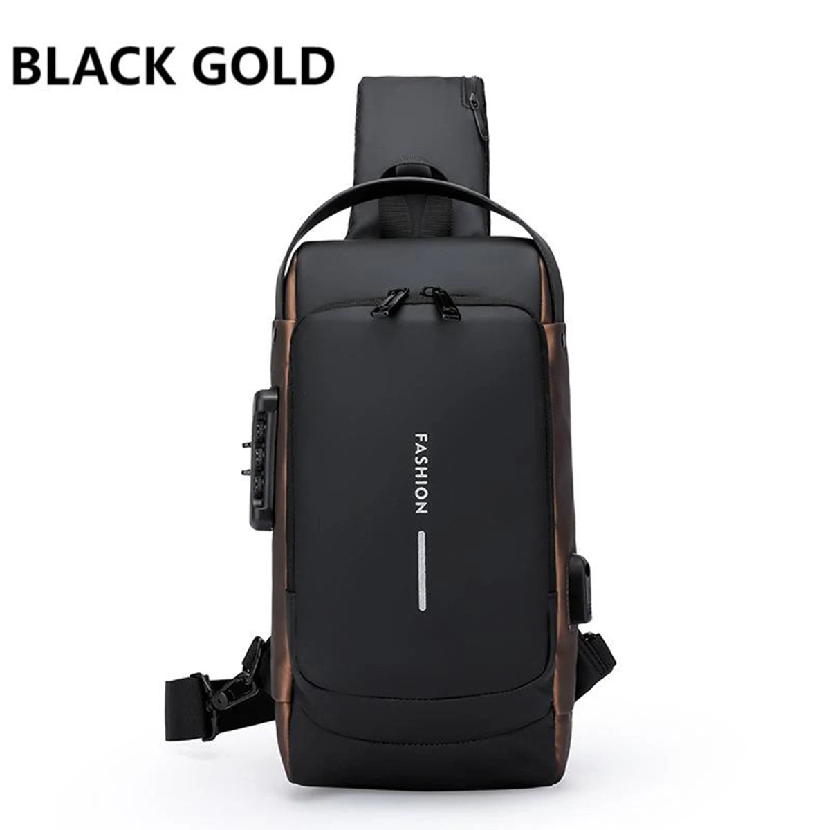 Men's Waterproof Anti-Theft Crossbody Bag with USB Charging Port