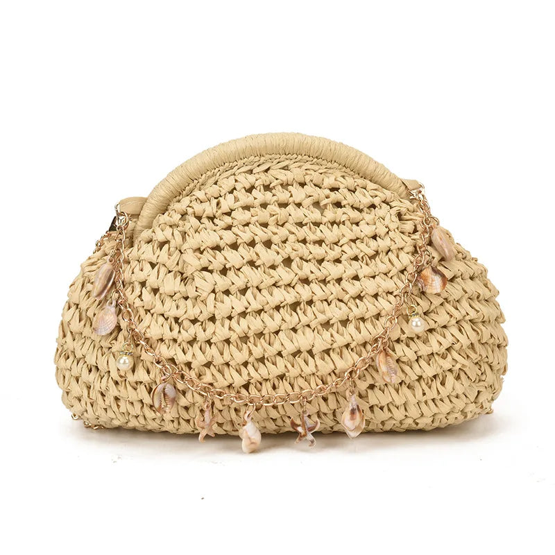 Bolso Cruzado Bohemio de Paja Artesanal