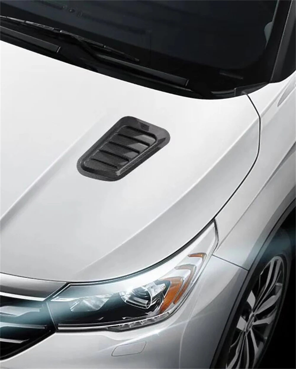 Carbon Fiber Style Car Hood Scoop Vent Covers (Pair)