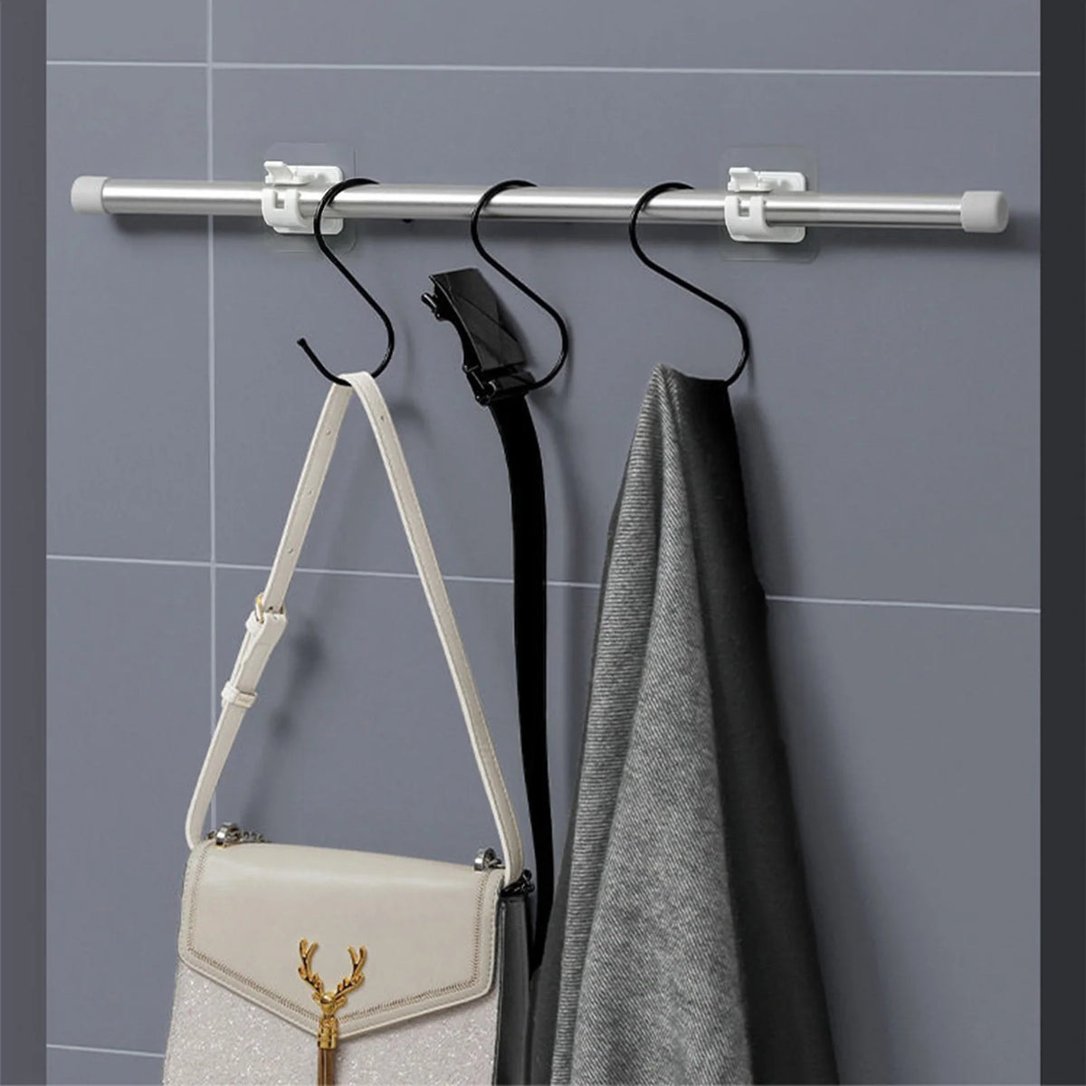 Self-Adhesive Curtain Rod Clamp Hooks – Punch-Free Wall Hanging Holders