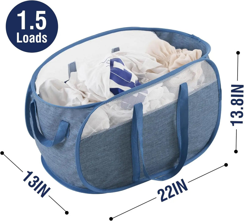 Collapsible Laundry Hamper with Reinforced Handles