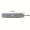 A gray silicone faucet mat with a self-draining tray, measuring 76cm long and 15.3cm wide.