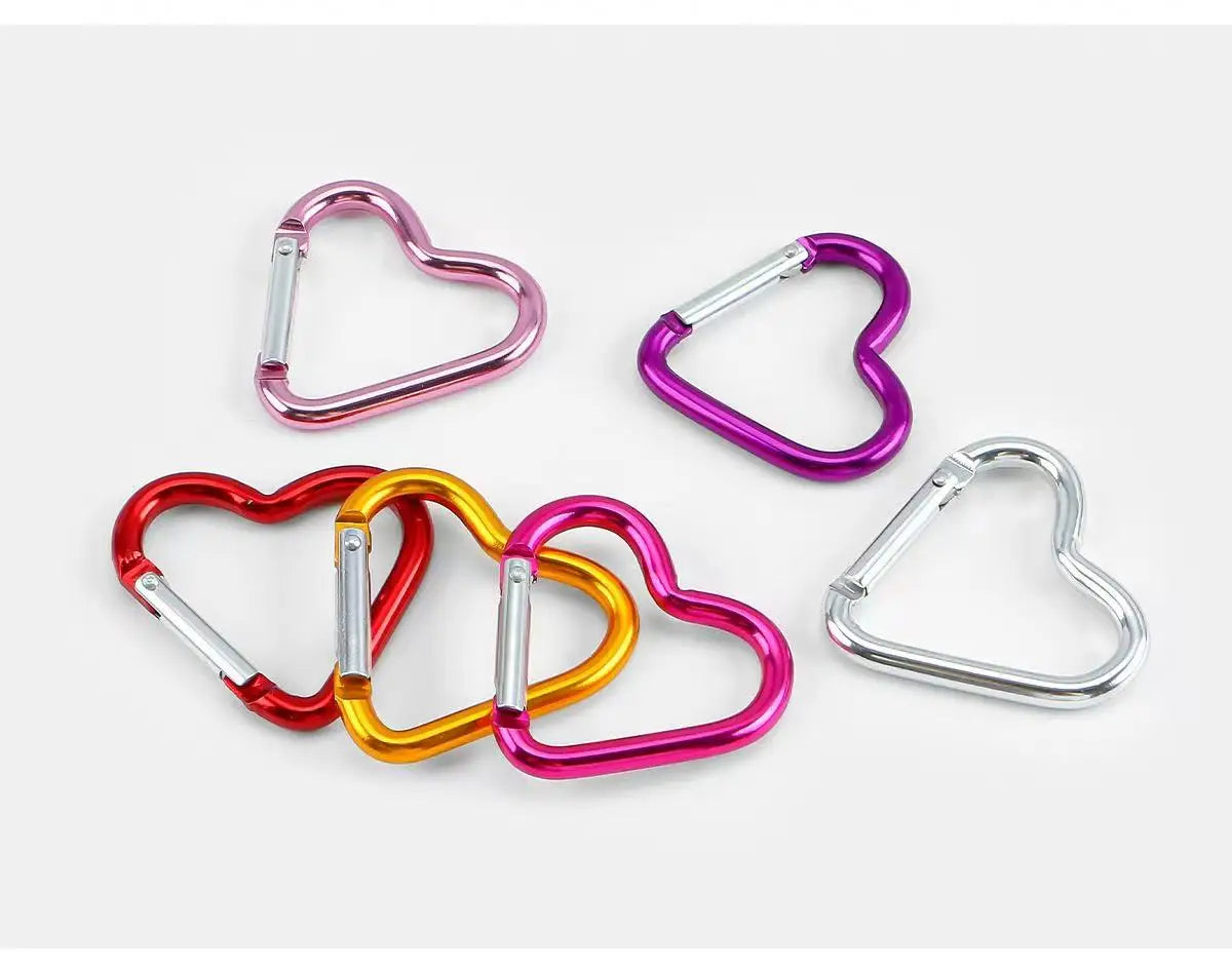 Vibrant Heart-Shaped Carabiner Clips for Keys & DIY Jewelry