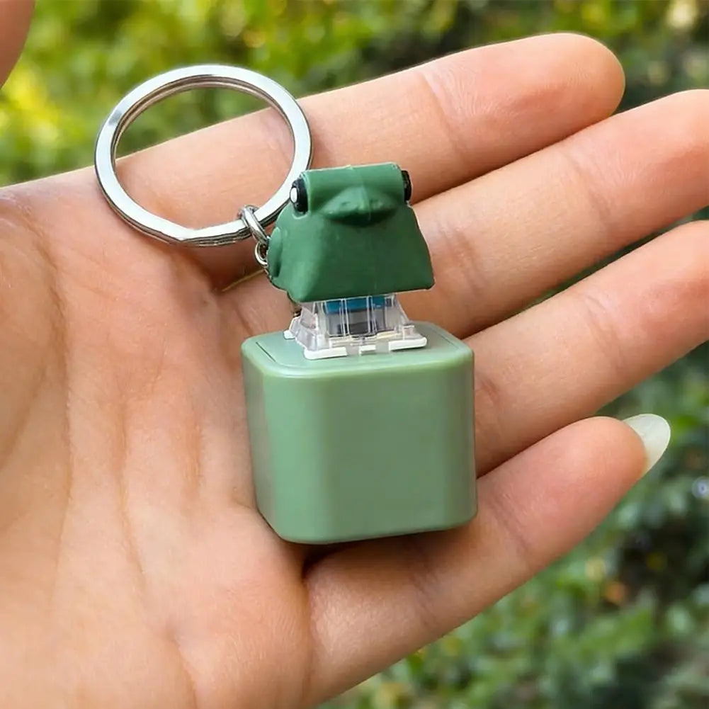 Croaking Frog Fidget Toy Keychain with Sound and LED Lights
