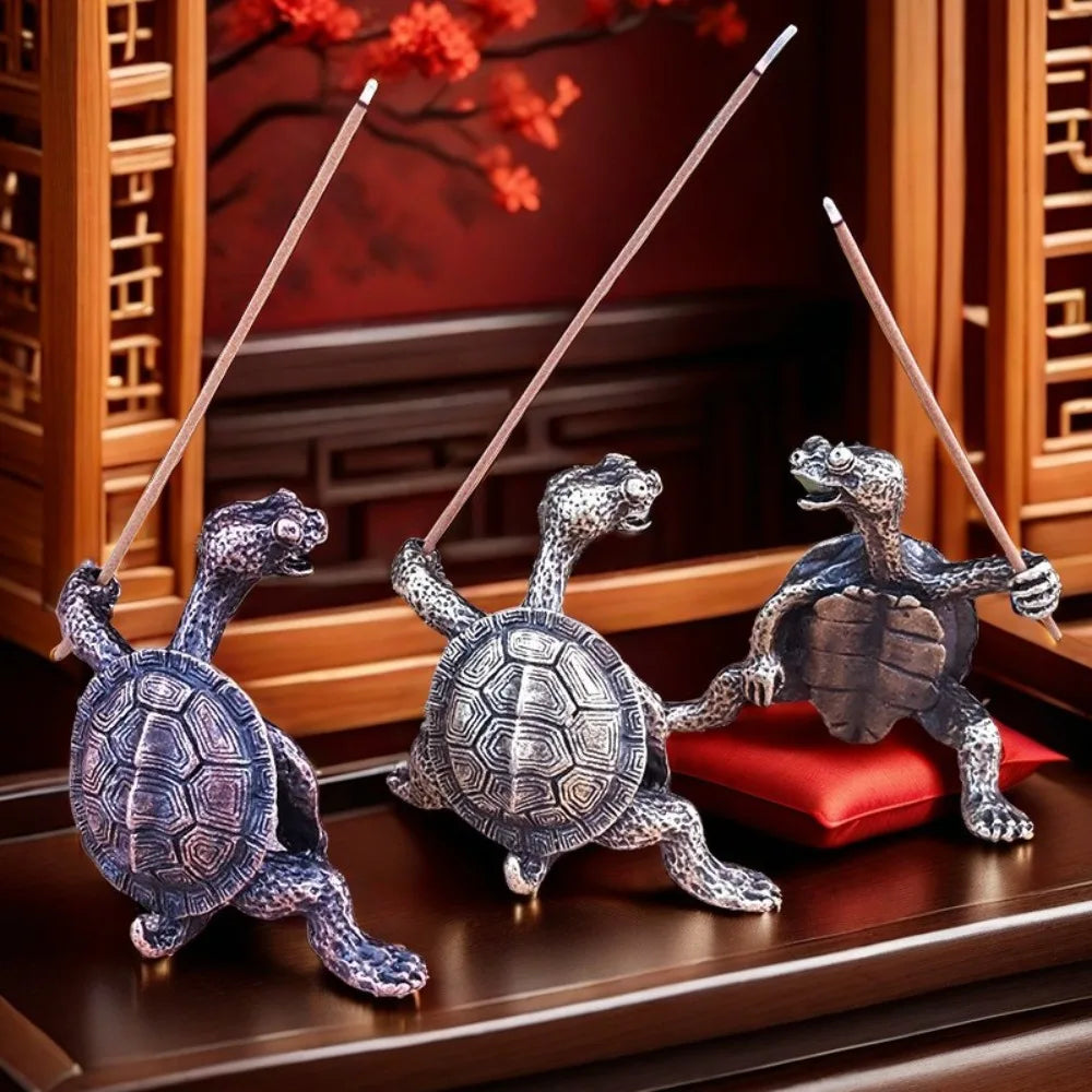 Antique Metal Turtle Incense Holder – Decorative Candle & Stick Holder
