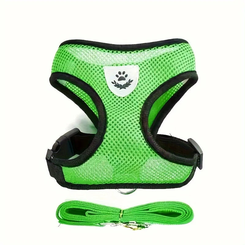 Escape-Proof Mesh Cat Harness with Reflective Vest