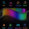 A mobile app interface showing options for Text, Gallery, Program List, Rhythm, Picture, Animation, Remote control, and Clock