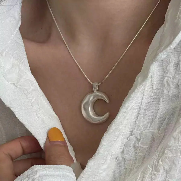 Sterling Silver Moon Pendant Necklace