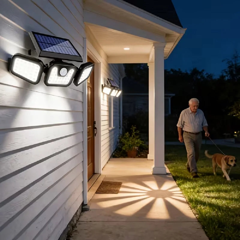 3-Head Solar Motion Sensor Security Light