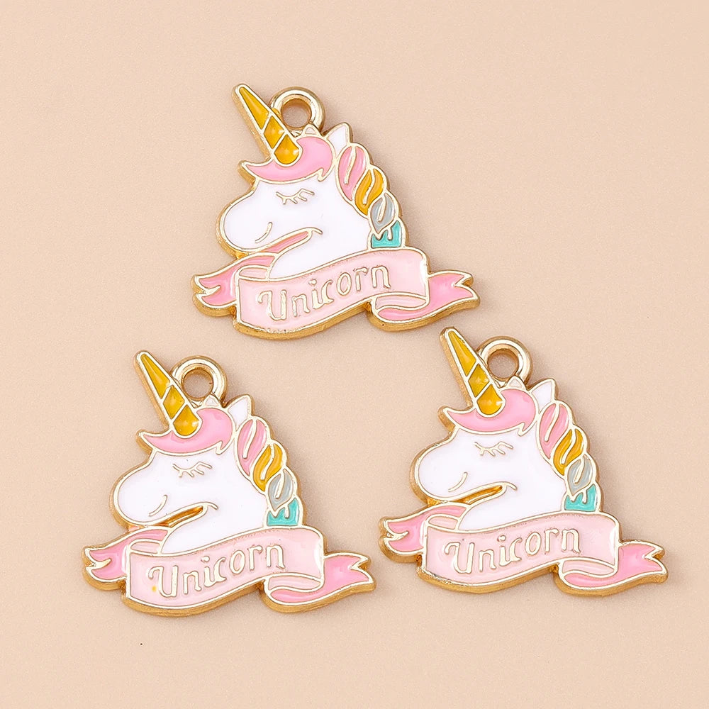 Enamel Rainbow Horse Charms for DIY Jewelry Making