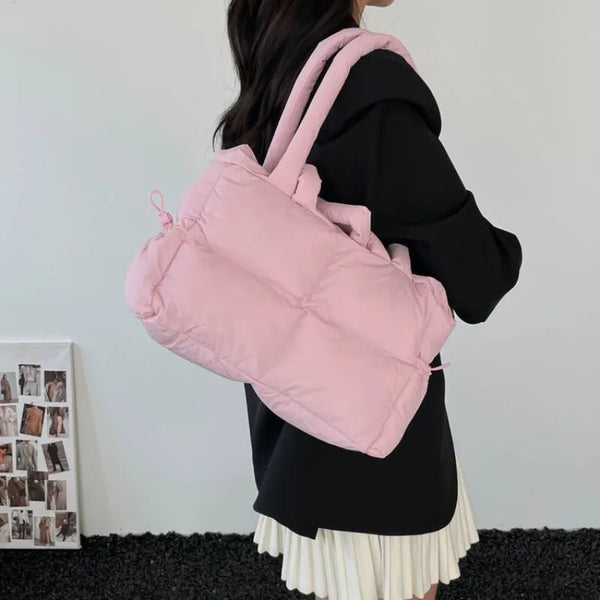 Quilted Puffer Tote Bag with Adjustable Strap