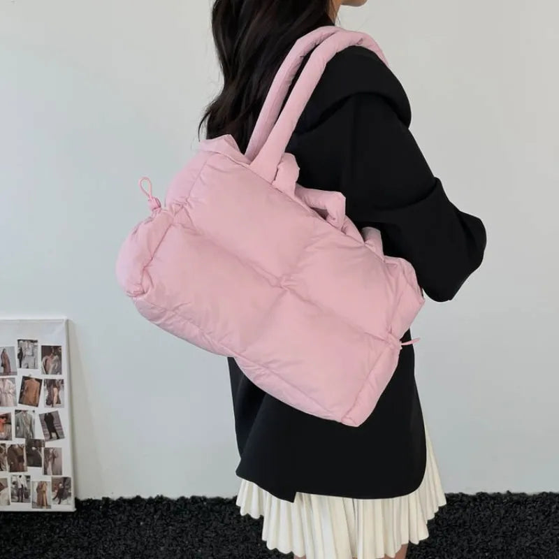 Quilted Puffer Tote Bag with Adjustable Strap