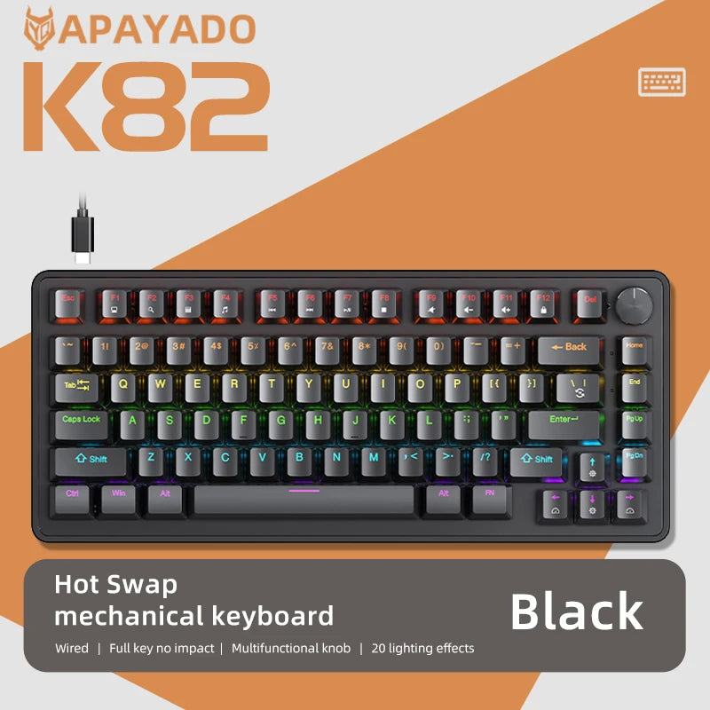 75% Wired Mechanical Keyboard with Media Knob