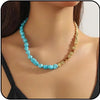 Boho Gold Turquoise Pendant Necklace