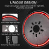 Close-up view of a round LED brake light with a smoked lens and a textured ABS material shell.