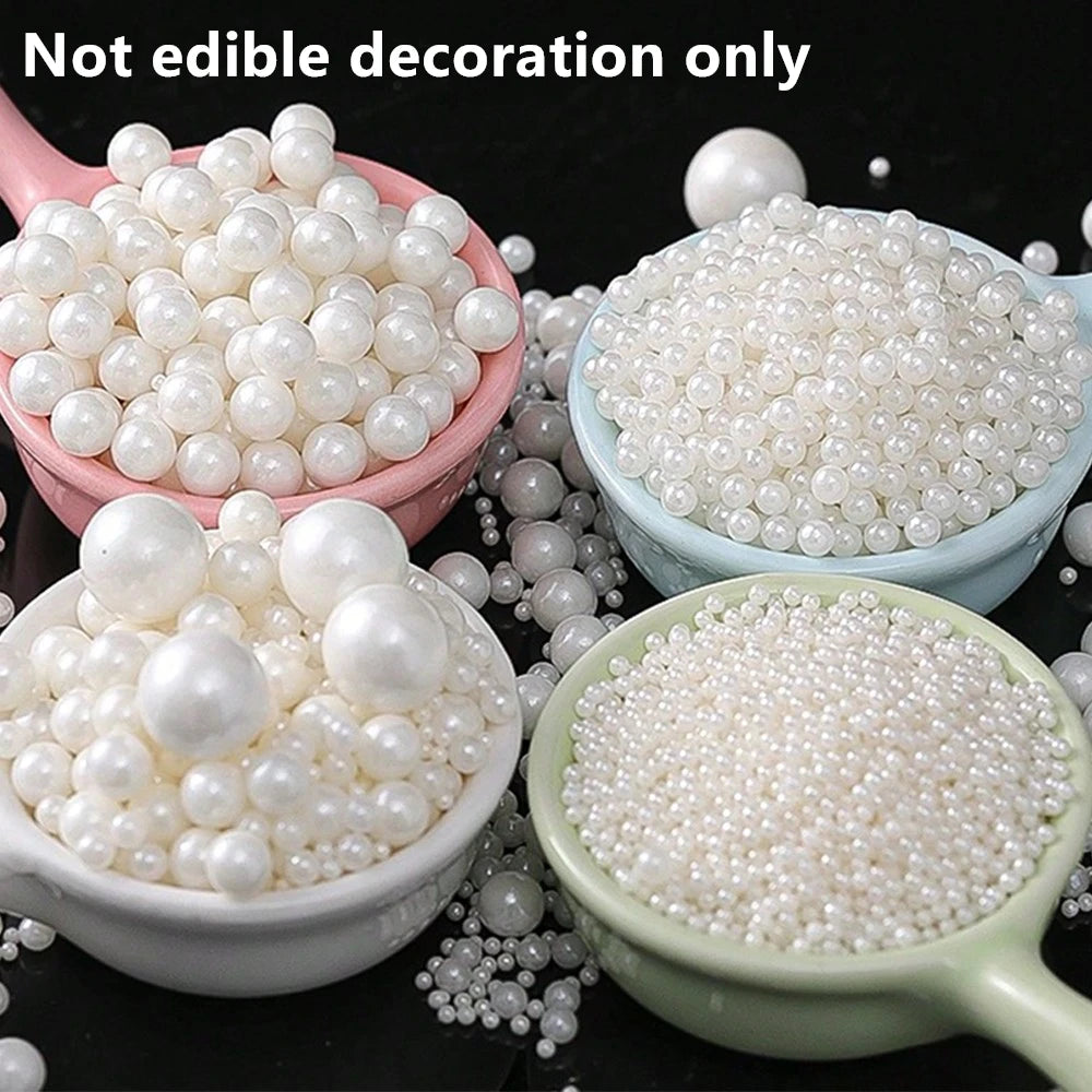 Pearl White Cake Decorative Balls for Baking & Desserts