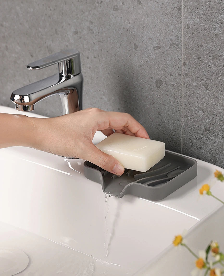 Silicone Drain Soap Dish with Anti-Slip Base