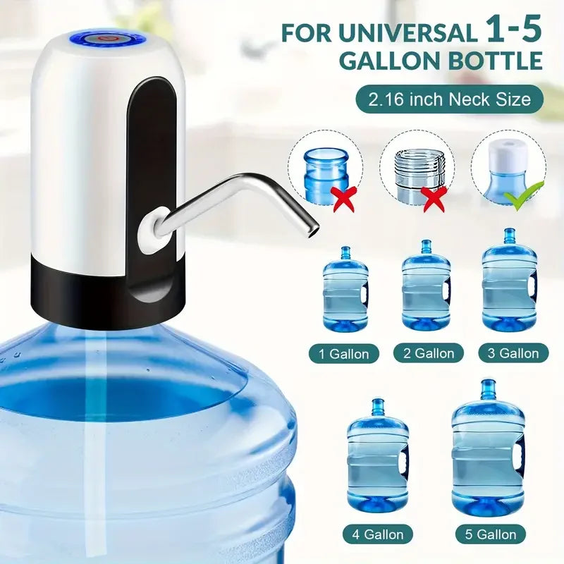 Pompe à eau électrique rechargeable par USB pour bouteilles de 20 litres