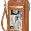 Premium PU Leather Badge Holder with Zipper and Lanyard