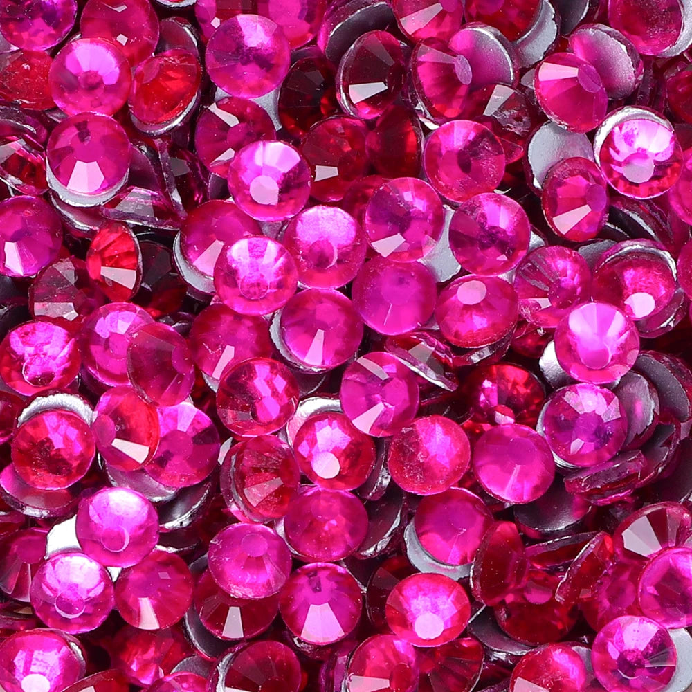 Red Glass Flatback Rhinestones - Multi-Color Glitter Round Crystals for DIY Crafts