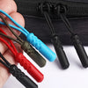 A collection of replacement zipper pulls with nylon cords in various colors including red, blue, green, and black.