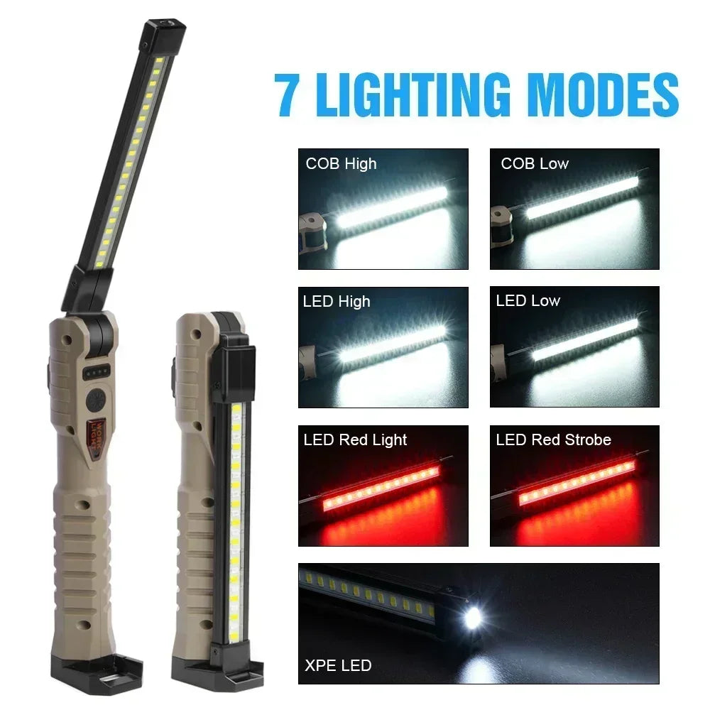Foldable LED Work Light with Magnetic Base and USB Charging