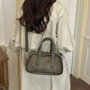 Vintage Croc-Embossed Mini Boston Bag with Dual Straps