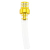 A clear glass and brass fuel tank breather valve with a gold-colored threaded top.