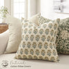 Natural organic cotton pillow covers featuring a beige floral pattern on a light background.