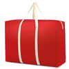A bright red extra-large waterproof moving and storage bag with light beige handles.