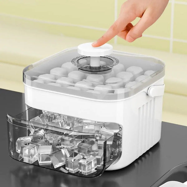 Double-Layer Ice Cube Tray with Easy-Press Lid
