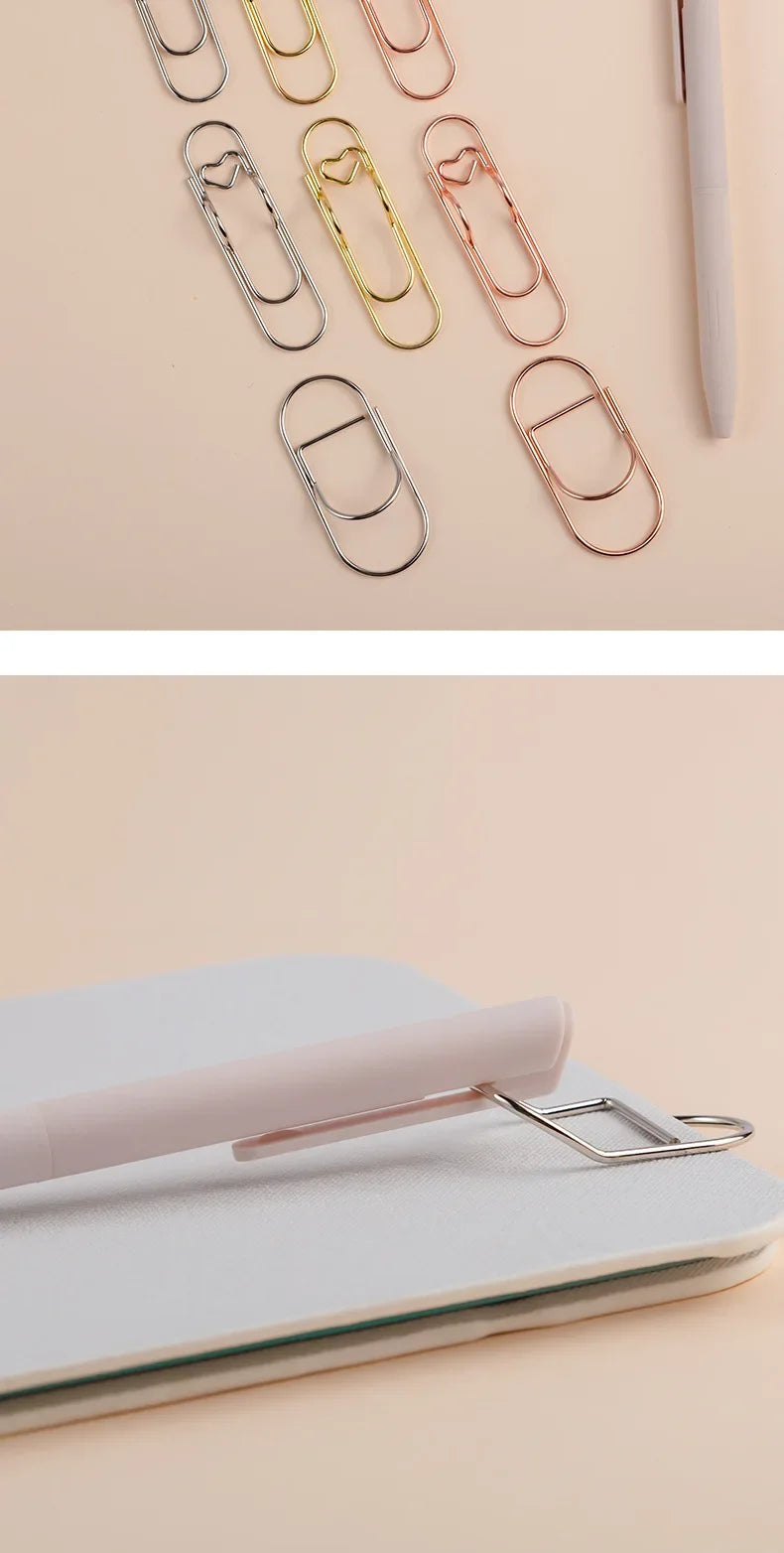 Heart-Shaped Metal Pen Clips for Notebooks and Journals
