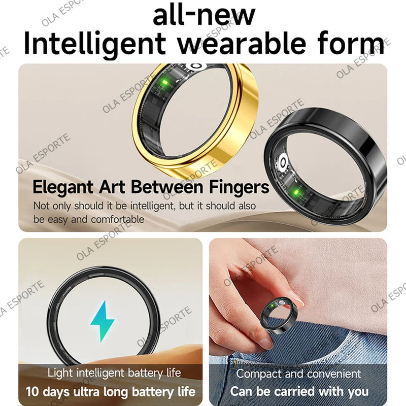 Sleek Smart Health Ring with Heart Rate & Sleep Tracking