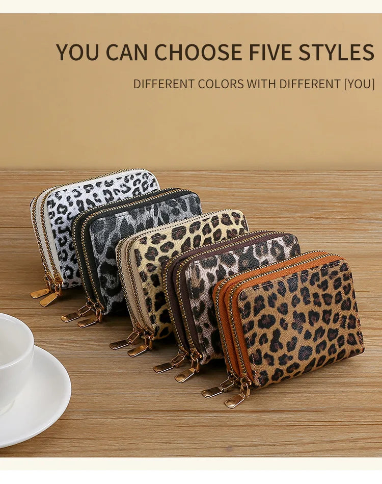 Leopard Print RFID Blocking Compact Wallet