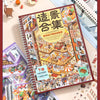 A close-up of a sticker set featuring various 3D house scenes and architectural elements for scrapbooking and DIY crafts.