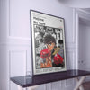 A framed canvas wall art featuring a panel from the Hajime no Ippo boxing anime showing a boxer's face and action.