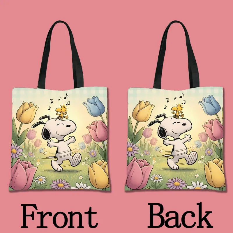Snoopy Cartoon Canvas Tote Bag – Large Capacity, Foldable & Reusable