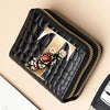 Alphabet Flower Double-Zip Card Wallet with Secure Clasp