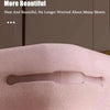 A close-up of a pink, smooth fabric object with a translucent section, likely a bed sheet holder clip.