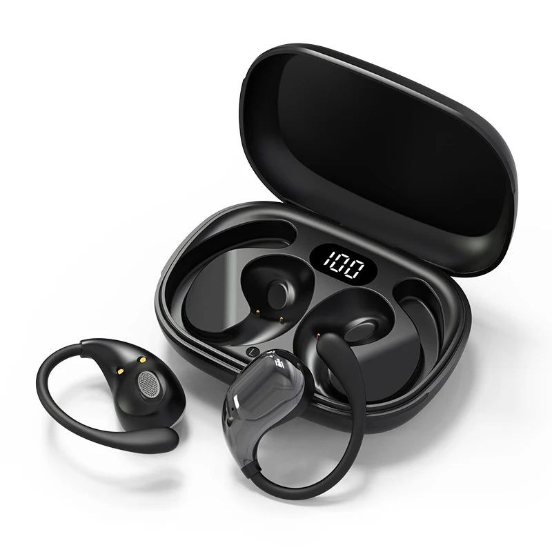 Bluetooth 5.4 Ear Hook Headphones with LED Display