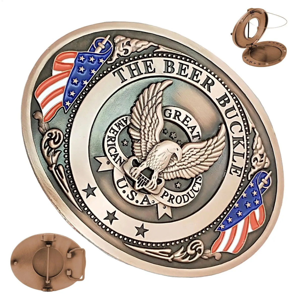 Decorative Flag Eagle Beer Belt Buckle