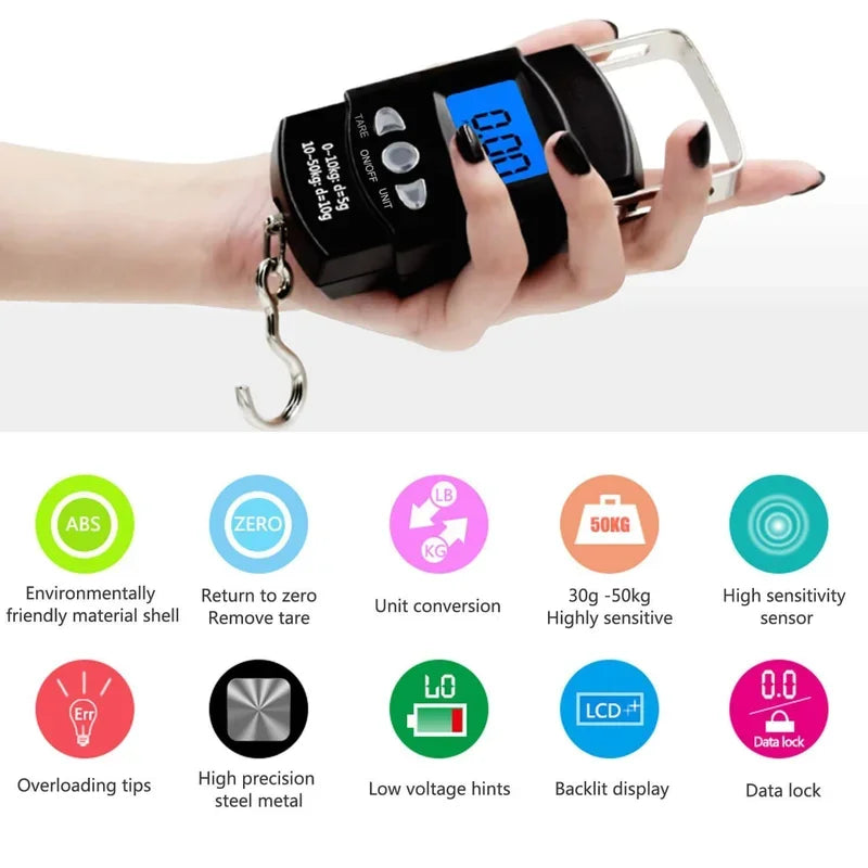 Digital Hanging Scale with Built-In Tape Measure