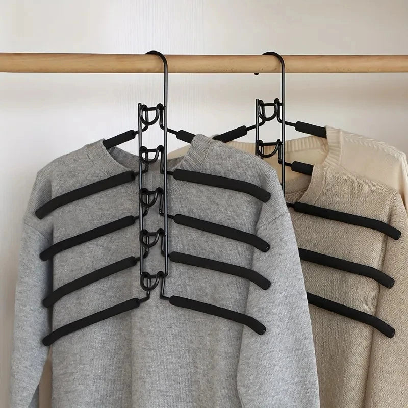 Space-Saving Layered Hangers with Non-Slip Coating