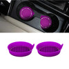 Two purple silicone coasters with a textured rhinestone pattern for car cup holders