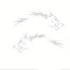 Two gray wolf head decals for scratch coverage